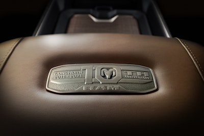 2021 Ram 1500 Limited Longhorn 10th Anniversary Edition center console metal badge