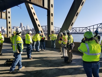 Inspectors prepare for a walkthrough November 12 on the Brent Spence Bridge. Photo credit: Kentucky Transportation Cabinet District 6