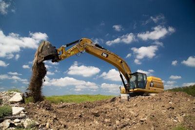 The Long Reach configuration available on the Cat 352 will reach out to 64 feet and dig down to 43 feet.