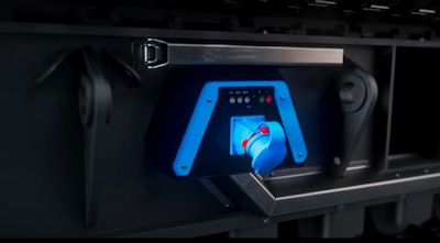 The charging port on the Liebherr LR 1200.1 unplugged and LR 1250.1 unplugged crawler cranes is located in the undercarriage area.