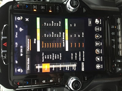 Look closely and you’ll see a zero to 60mph time of 3.9 seconds. Ram’s performance data center will keep you busy with all the stats you could want.