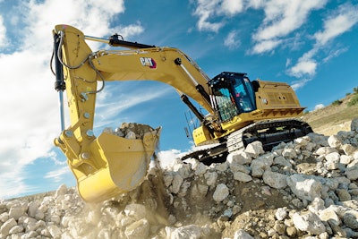 Cat 374 excavator at construction site