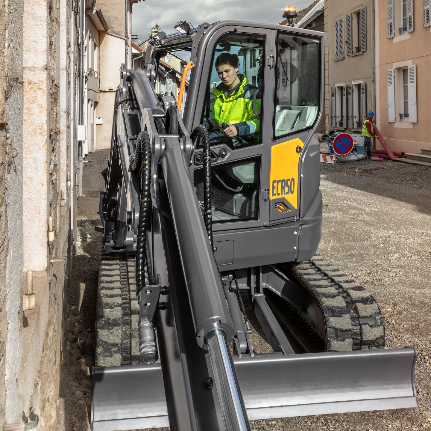 Volvo ECR50 compact excavator in use