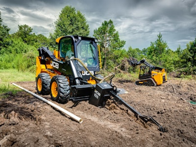 JCB skid steer with 625 trencher attachment