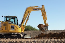 Komatsu PC88MR-11 Small Hydraulic Excavator at construction jobsite