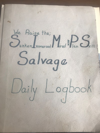 Bill Oberloier's logbook he started for the attempted rescue of the old steam shovel in 1975.