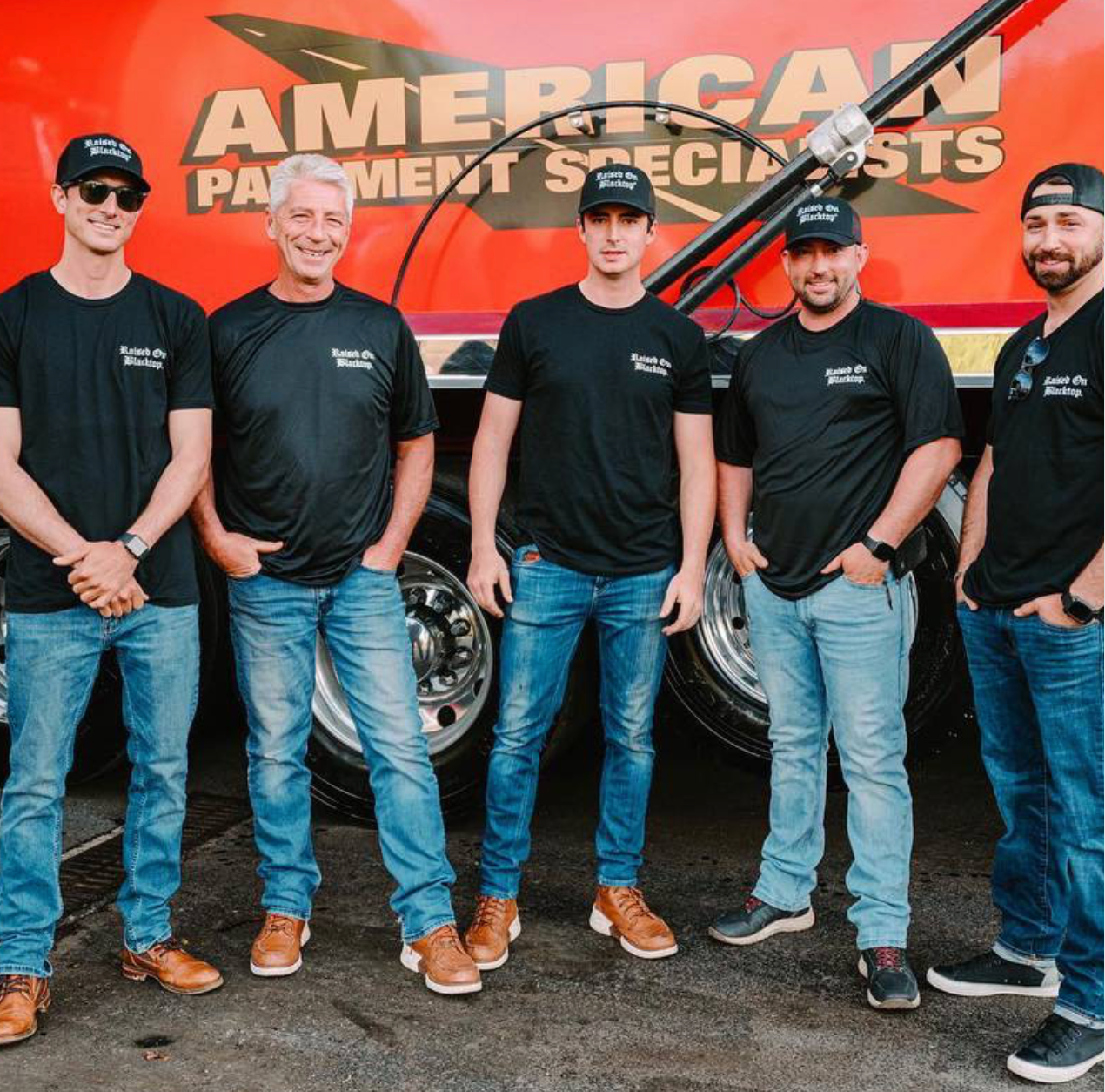 The Stanley family members of American Pavement Specialists, from left, Josh Stanley, Bill Stanley Jr., Matt Stanley, Bill Stanley III and Jack Stanley.