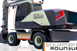 Volvo EX03 concept with Equipment Roundup logo