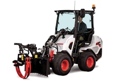 bobcat small articulated loader with log grapple