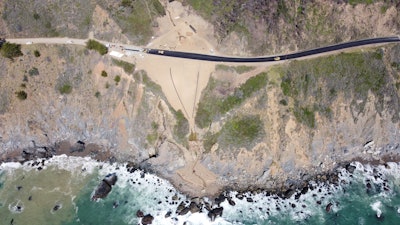 aerial view of road being rebuilt