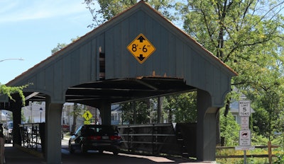 The Buffalo Creek Bridge, also known as the Robert Coffin Parker Bridge, has been struck 14 times since it reopened in August after being refurbished following a truck strike in 2018.