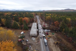 aerial view of bridge construction