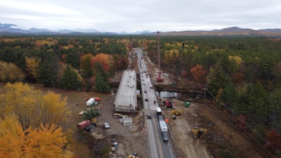 aerial view of bridge construction