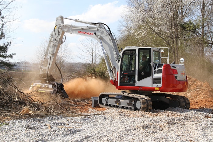 Takeuchi mulcher in operation on jobsite