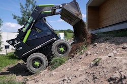 kovaco skid steer dumping dirt