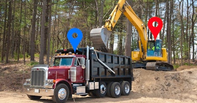 dump truck and excavator