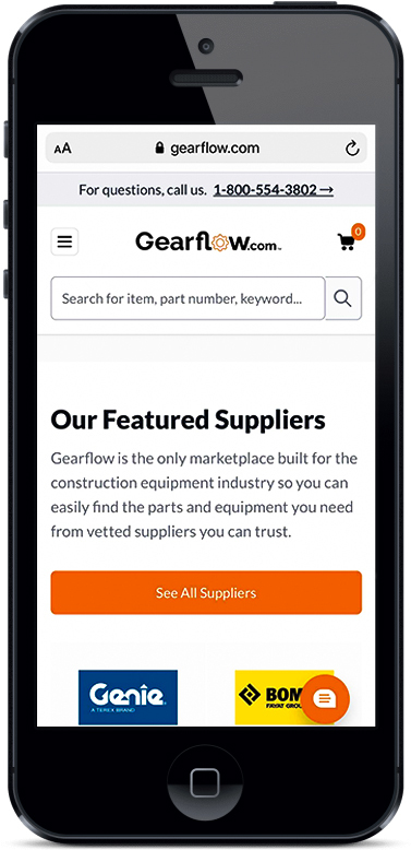 Gearflow.com mobile homepage