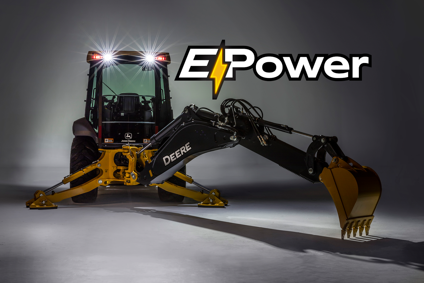 Deere's E-Power backhoe is in the early stages of development.