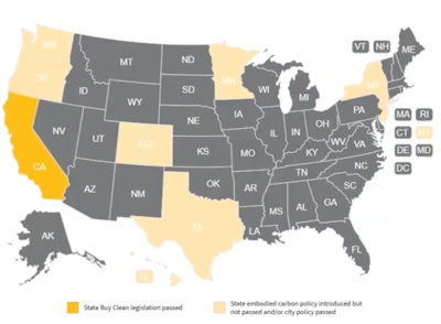 Buy Clean Legislation map