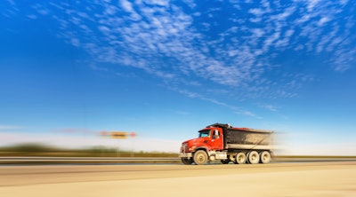 Dump truck on road