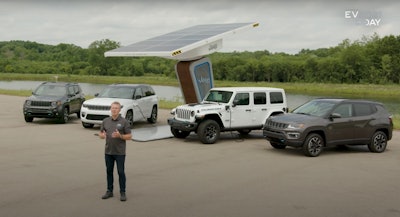 Jeep Brand CEO Christian Meunier shown here during the recent Stellantis EV Day. Gladiator was not shown or mentioned as Meunier talked about the brand's electrification plans.