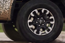 Screenshot of the wheel on the new 2022 Chevy Silverado ZR2. More intriguing is the roar coming from under the hood.