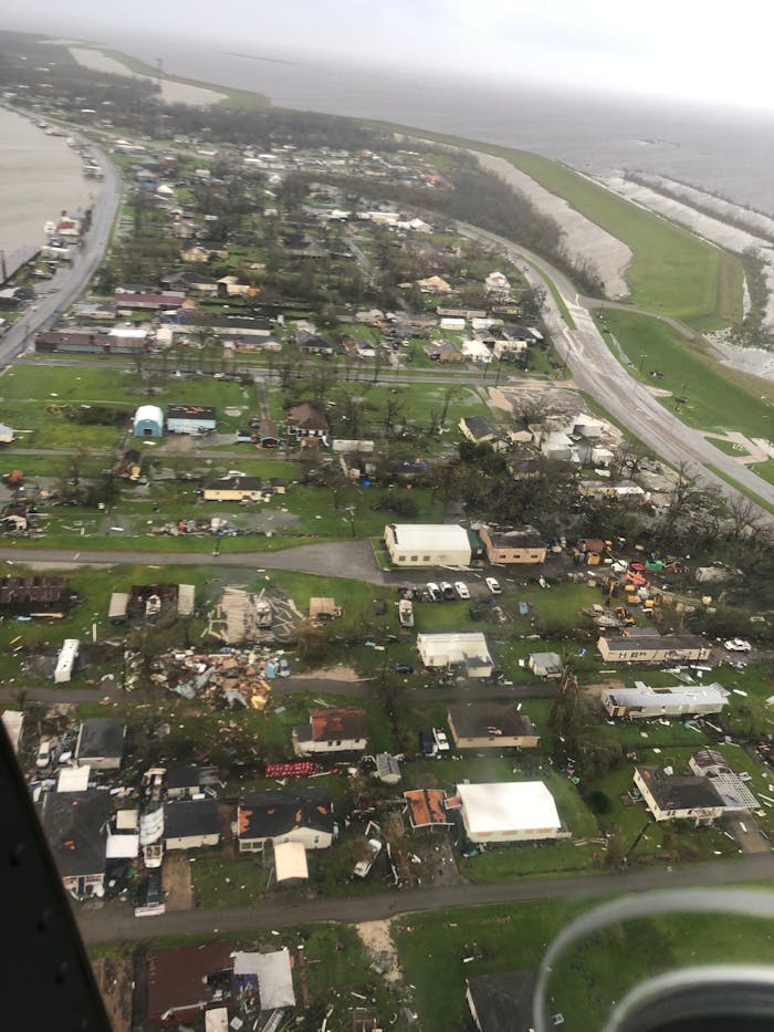 Hurricane Ida destruction aerial photo