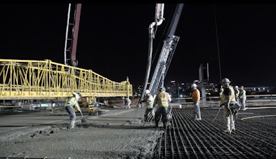 ADOT construction crew pouring concrete for phoenix bridge deck