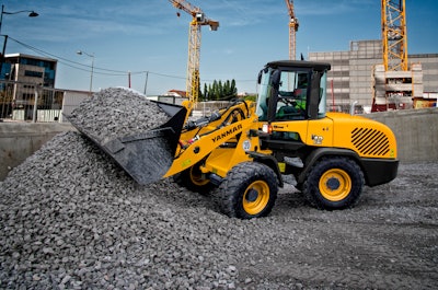 Yanmar V12 wheel loader rock pile