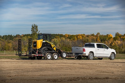 Safely hauling an ASV Compact Track Loader on a trailer.