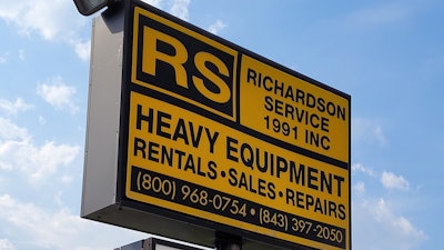 Richardson Service Heavy Equipment Rentals, Sales, and Repairs sign