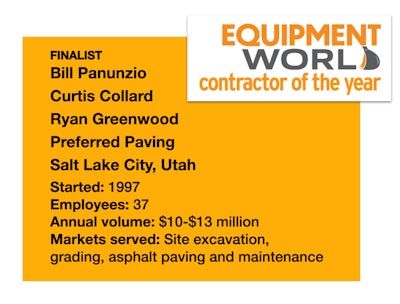 Equipment World Contractor of the Year Finalist quick stats for Preferred Paving