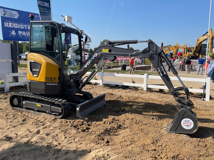 The Volvo ECR25 (pictured) and L25 took center stage in Volvo's booth at the Utility Expo.