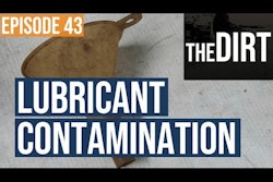 Dirty funnel with text overlay that says Episode 43, The Dirt, Lubricant Contamination