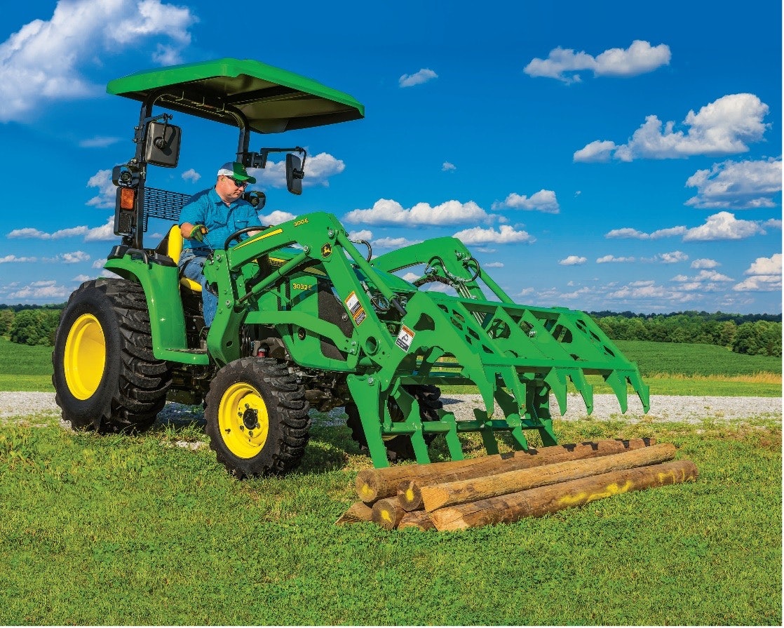 John Deere loader-attached mechanical grapple