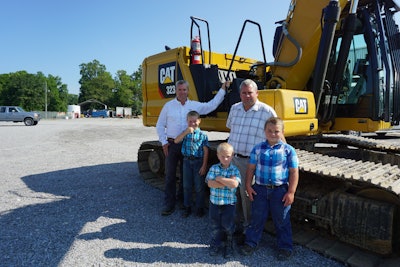 Jon (left) and Josh Burkholder along with 'assistants' (left to right) Alex, Kaden and Karson Burkholder.