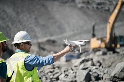 Kespry’s drone-based aerial intelligence platform being used on a construction site.