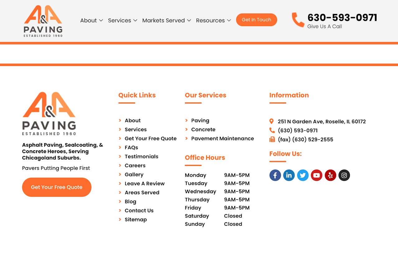 A&A Paving About Us Webpage