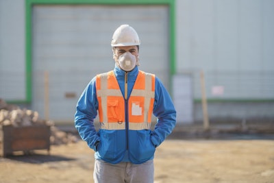 construction worker wearing mask
