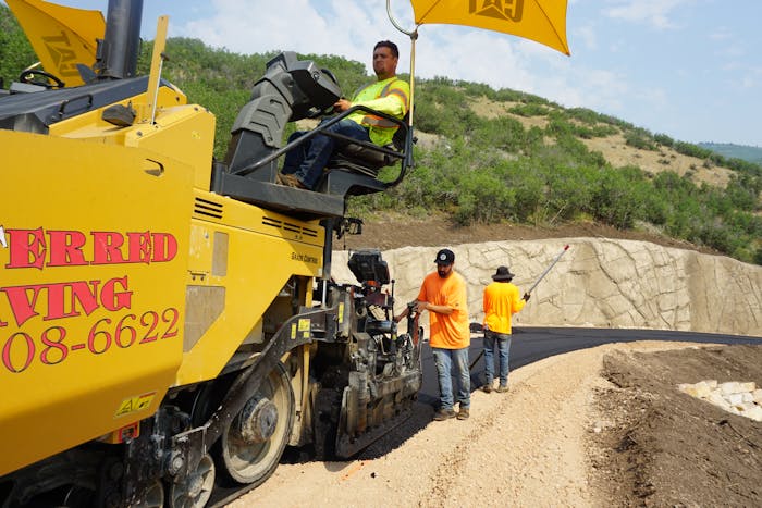 Preferred Paving crew and equipment at work on High West Distillery project