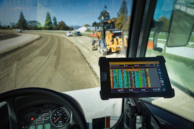 Trimble Earthworks control system in a soil compactor's cabin