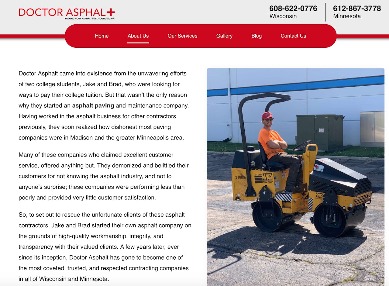 Doctor Asphalt About Us Webpage