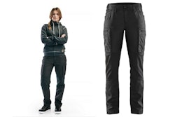 Woman wearing Blaklader service pants with stretch.