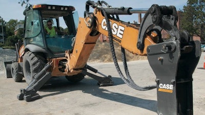 Case backhoe with hammer attachment