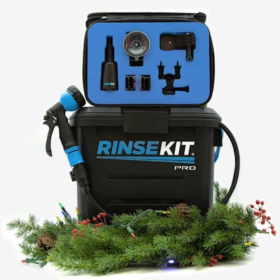 RinseKit Pro with garland and lights around it.
