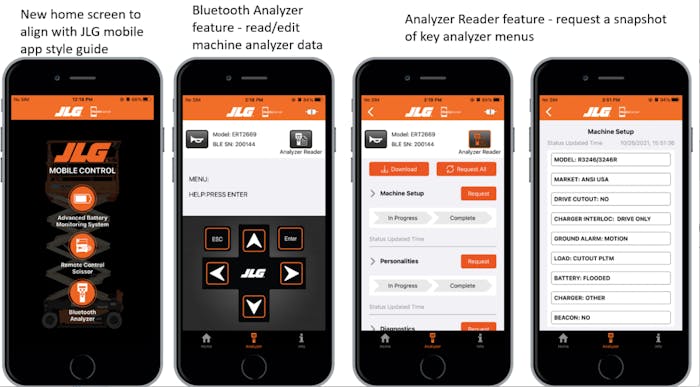 JLG Mobile Control app on smartphone.