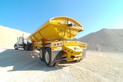 XL Specialized Trailers' XL Side Dump at an aggregate quarry.