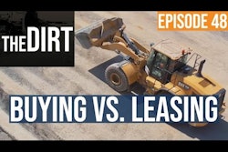 the dirt episode 48 buying vs leasing text over a cat wheel loader