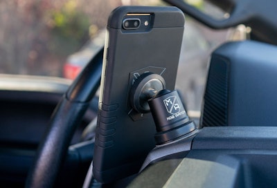 Mob Armor phone mount on truck dashboard.