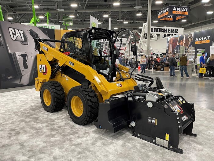 Cat D3 Series Compact Track Loader with cold planer attachment at World of Concrete.